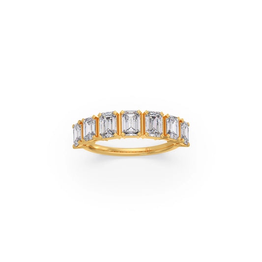 1.71ct Half Eternity Emerald Diamond Band - Yellow