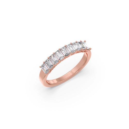 1.35ct Half Eternity Emerald Diamond Band - Rose