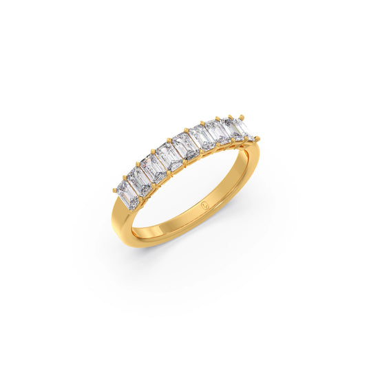 1.35ct Half Eternity Emerald Diamond Band - Yellow