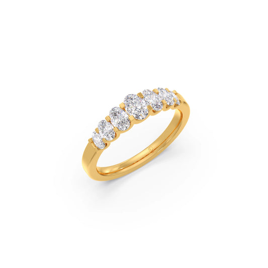 1.19 ct Graduating Oval Diamond Half Eternity Band - Yellow