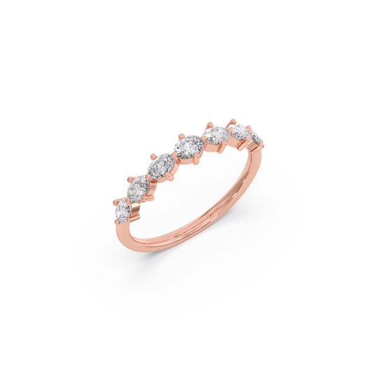 Half Eternity Oval Diamond Band 0.68Ct - Rose
