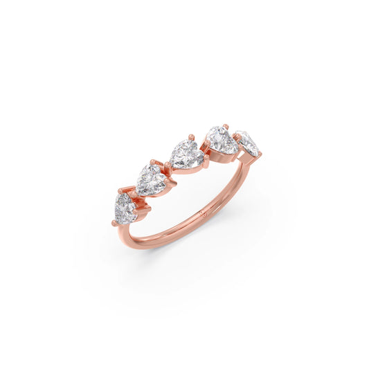1.17Ct Half Eternity Heart Diamond Band - Rose
