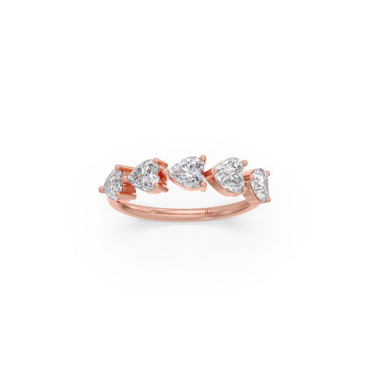 1.17Ct Half Eternity Heart Diamond Band - Rose