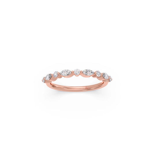 0.30ct Marquise & Round Diamond Half Eternity Band - Rose