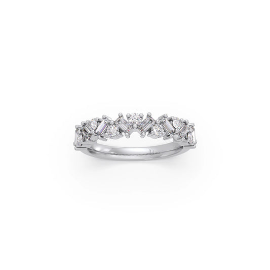 0.59Ct Baguette & Round Diamond Half Eternity Band - White