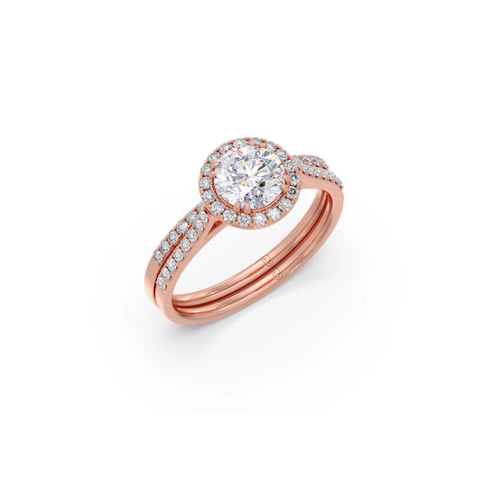 1.45ct Round Diamond Halo Stackable Ring - Rose