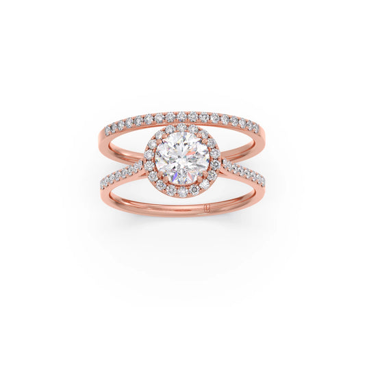 1.45ct Round Diamond Halo Stackable Ring - Rose