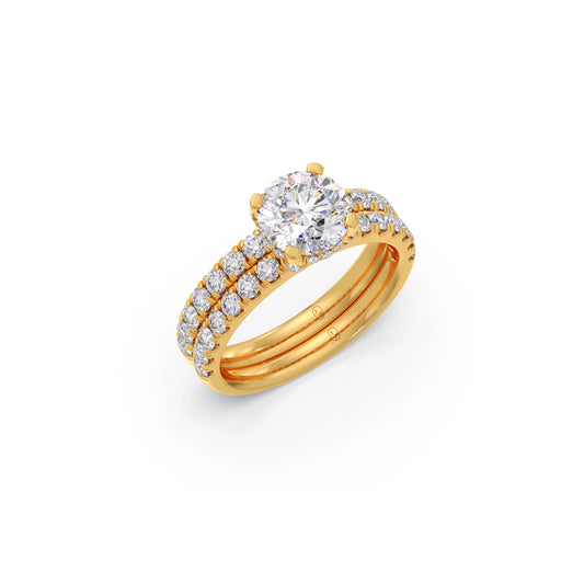 2.32ct Round Diamond Halo Stackable Ring - Yellow
