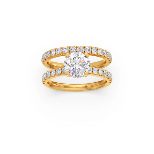 2.32ct Round Diamond Halo Stackable Ring - Yellow