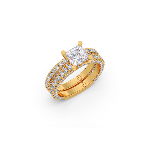 3.92ct Princess & Round Diamond Stackable Ring