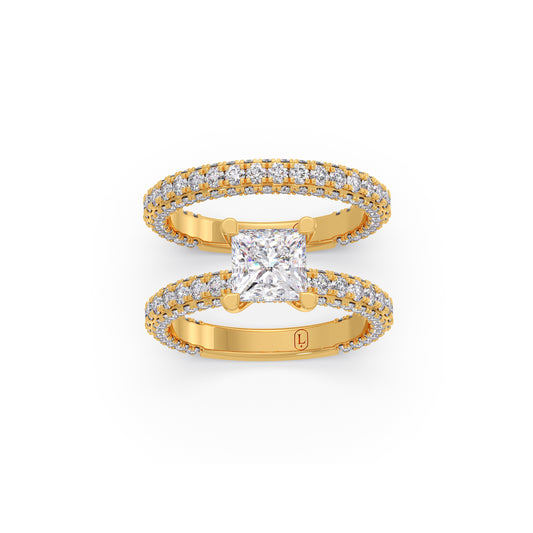 3.92ct Princess & Round Diamond Stackable Ring - Yellow