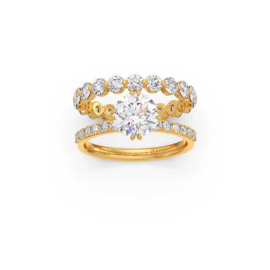 3.62ct Round Diamond Prong Stackable Ring - Yellow