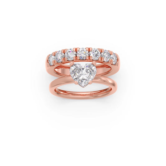 2.82ct Heart Diamond Stackable Ring - Rose