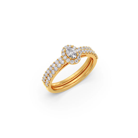 Oval Diamond Cluster Stackable Ring - Yellow