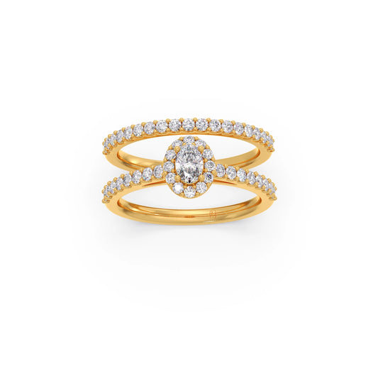 Oval Diamond Cluster Stackable Ring - Yellow
