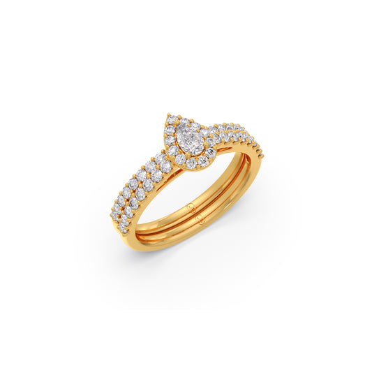 Pear Shape Diamond Accent Stackable Ring - Yellow