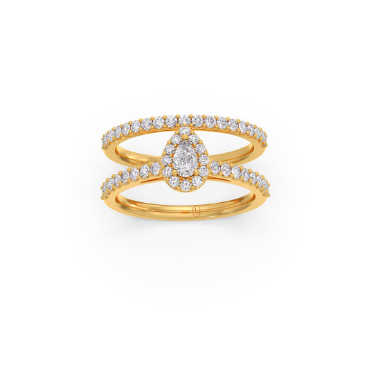 Pear Shape Diamond Accent Stackable Ring - Yellow