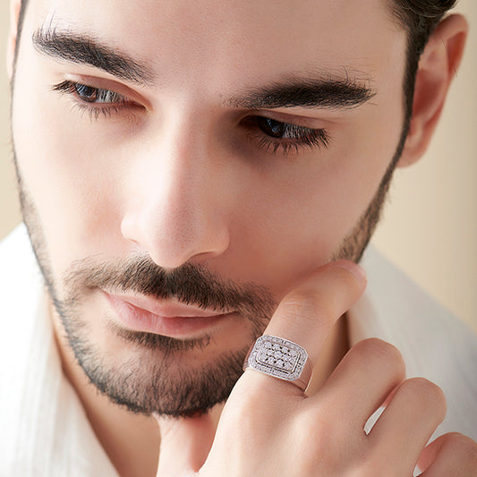 Round Cluster Men's Diamond Ring - MQ
