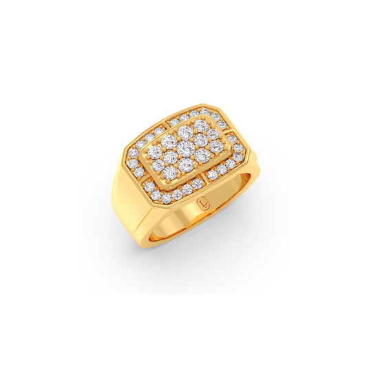 Round Cluster Men's Diamond Ring - Yellow