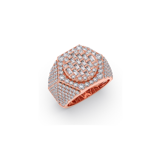 Baguette Round Men's Diamond Ring - Rose