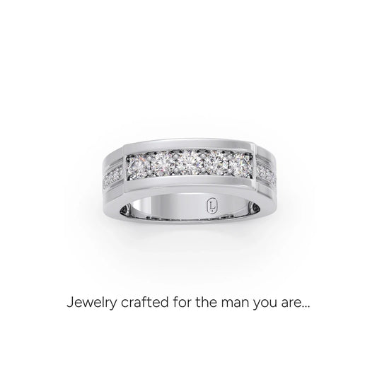 Men's Modern Round Diamond Band - White