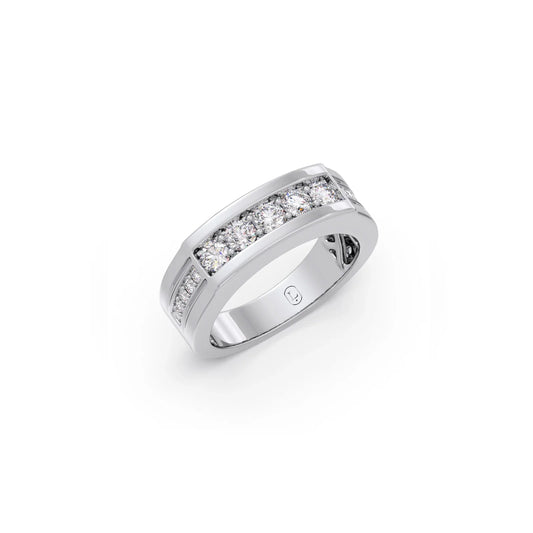 Men's Modern Round Diamond Band - White