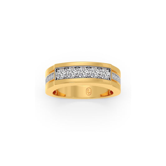 Men's Modern Round Diamond Band - Yellow