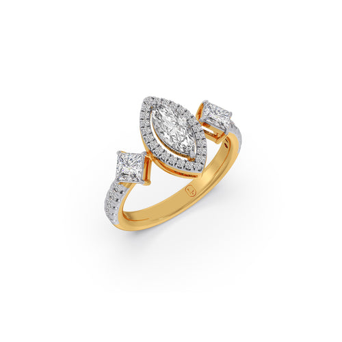 Princess, Marquise & Round Cut Diamond Trilogy Ring