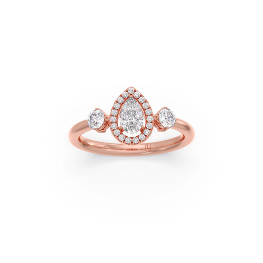 Teardrop and Round Diamond Trilogy Ring - Rose