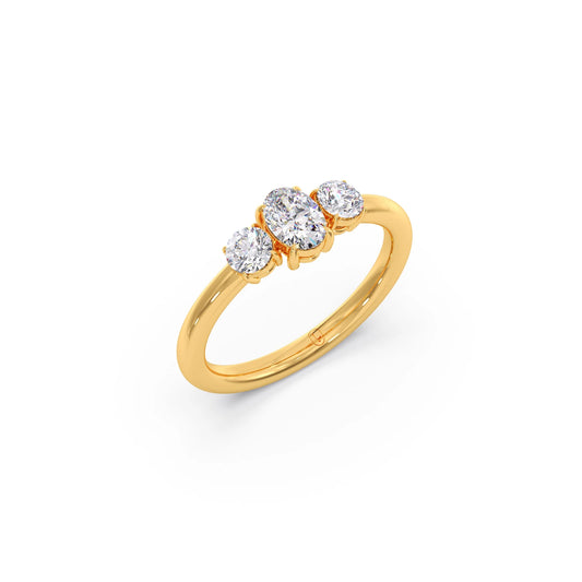 Trilogy Oval and Round Diamond Ring - Yellow