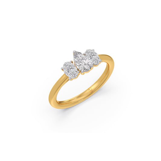 Pear and Oval Diamond Trilogy Ring - Yellow
