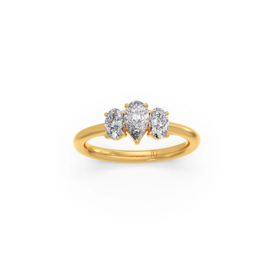 Pear and Oval Diamond Trilogy Ring - Yellow