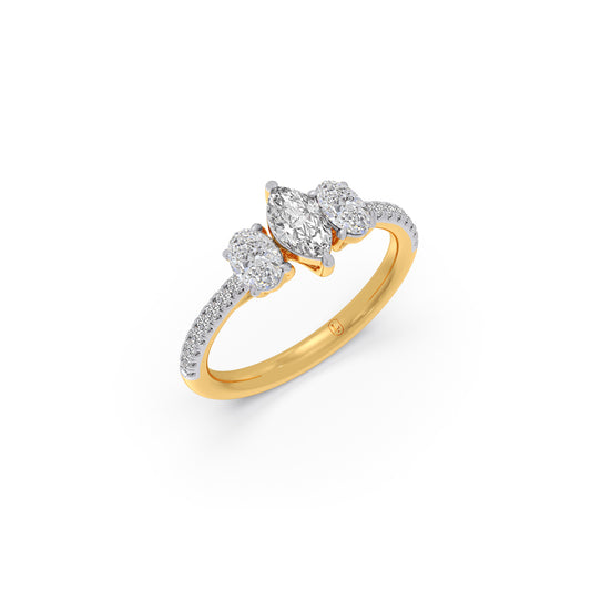 Marquise, Oval, and Round Diamond Trilogy Ring - Yellow