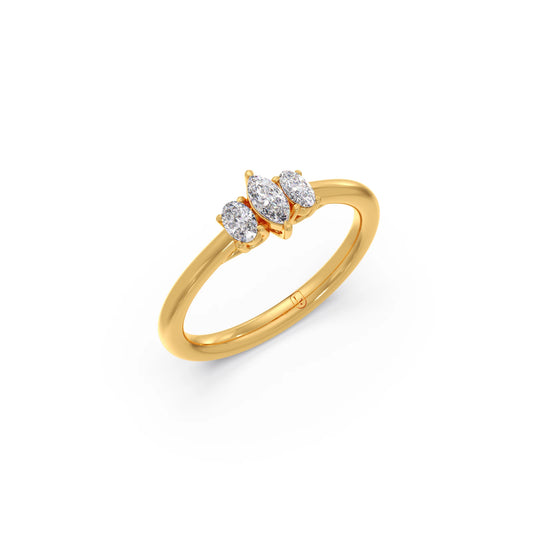 Trilogy Marquise & Oval Cut Diamond Ring - Yellow