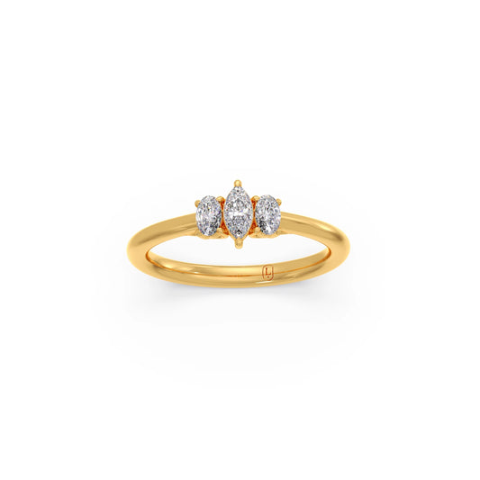 Trilogy Marquise & Oval Cut Diamond Ring - Yellow
