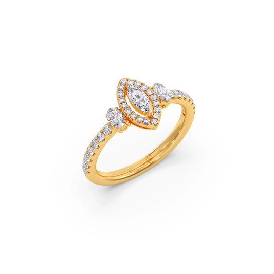 Trilogy Marquise Center with Oval and Round Accents Ring - Yellow
