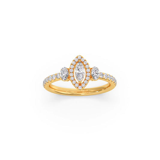 Trilogy Marquise Center with Oval and Round Accents Ring - Yellow