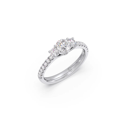 Round Brilliant Trilogy Ring - White