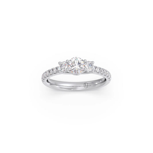 Round Brilliant Trilogy Ring - White
