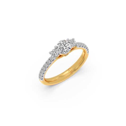 Round Brilliant Trilogy Ring - Yellow