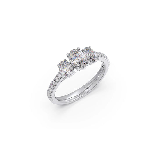 Oval and Round Diamond Trilogy Ring - White