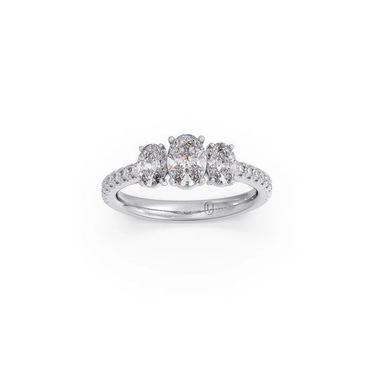 Oval and Round Diamond Trilogy Ring - White