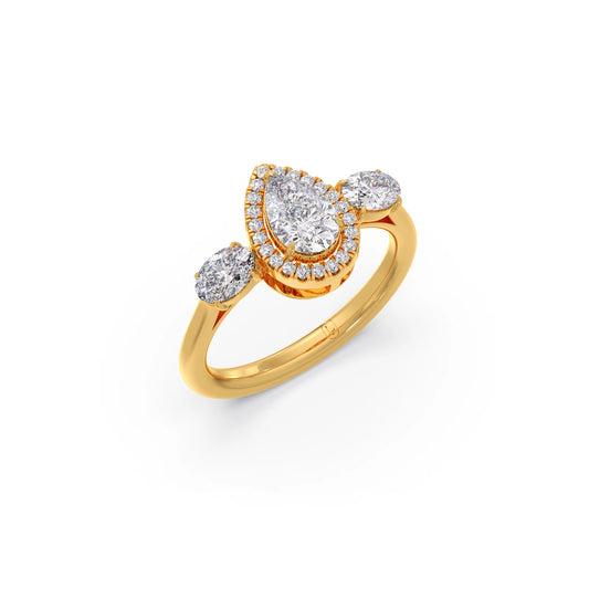 Multi-Shape Diamond Trilogy Ring - Yellow