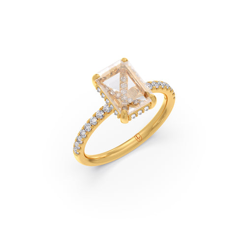 1.70ct Emerald & Round Prong Diamond Ring