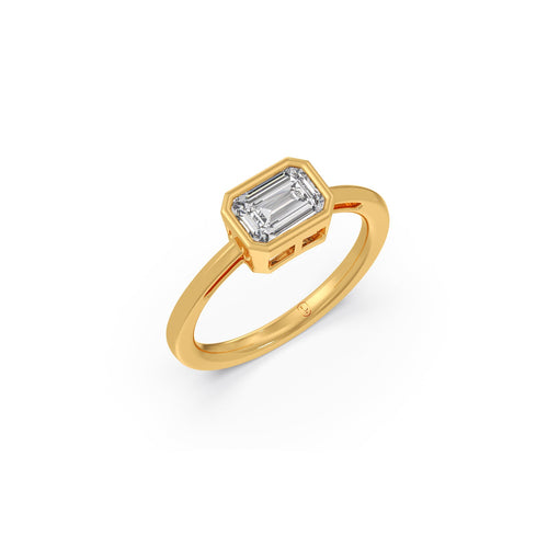 Sleek Emerald Cut Bezel Ring