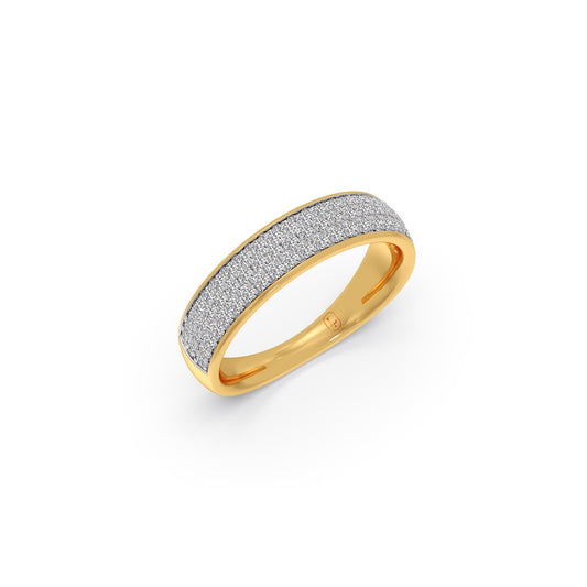Wide Band Round Diamond Half Eternity Ring - Yellow