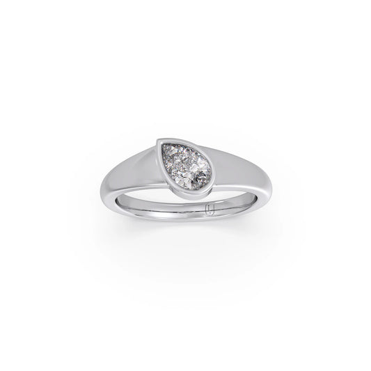 Bezel Set Pear Diamond Ring - White
