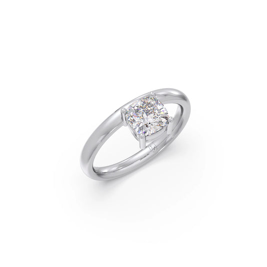 Four-Prong Cushion Cut Diamond Ring - White