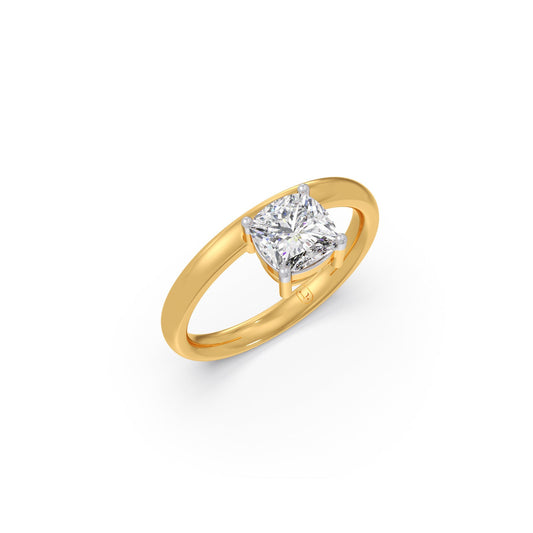 Four-Prong Cushion Cut Diamond Ring - Yellow