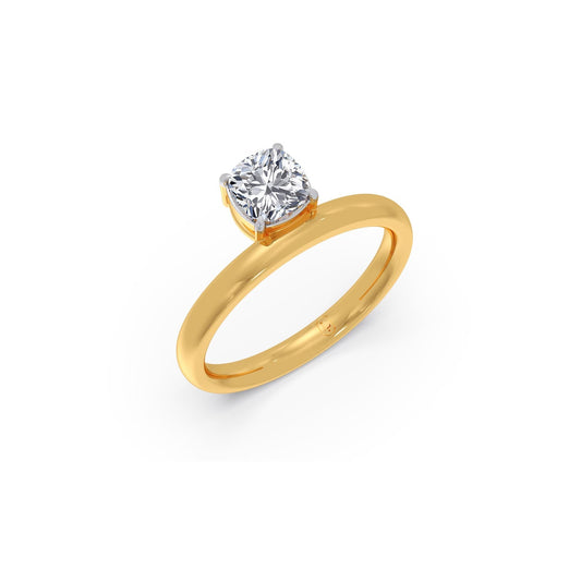 Classic Cushion Cut Diamond Ring - Yellow